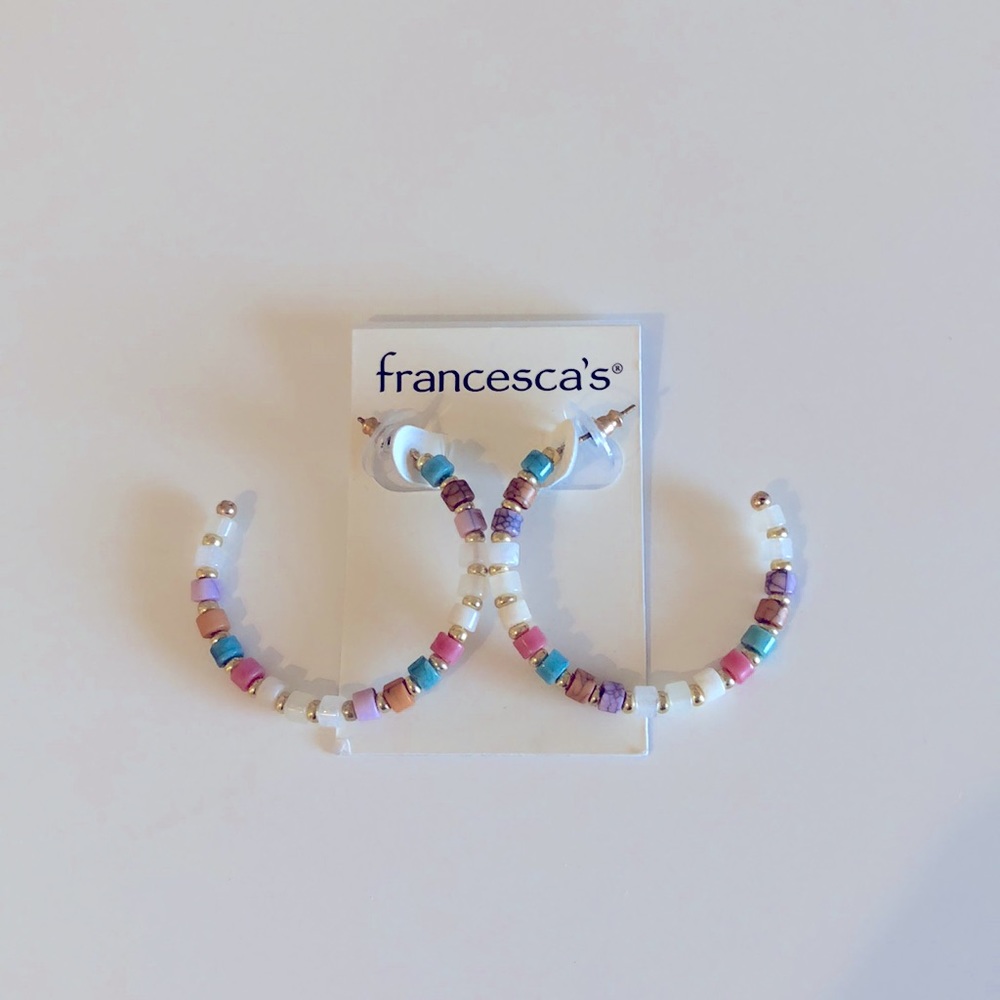 NWT Francesca’s Beaded Hoop Earrings